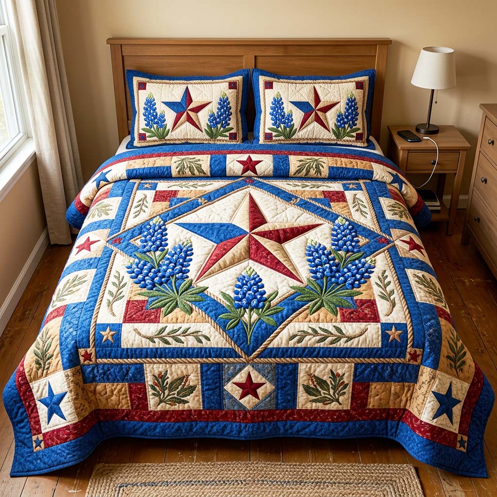 Lone Star Quilted Bedding Set Lone Star Craft Gift For Lone Star - Tradiviet