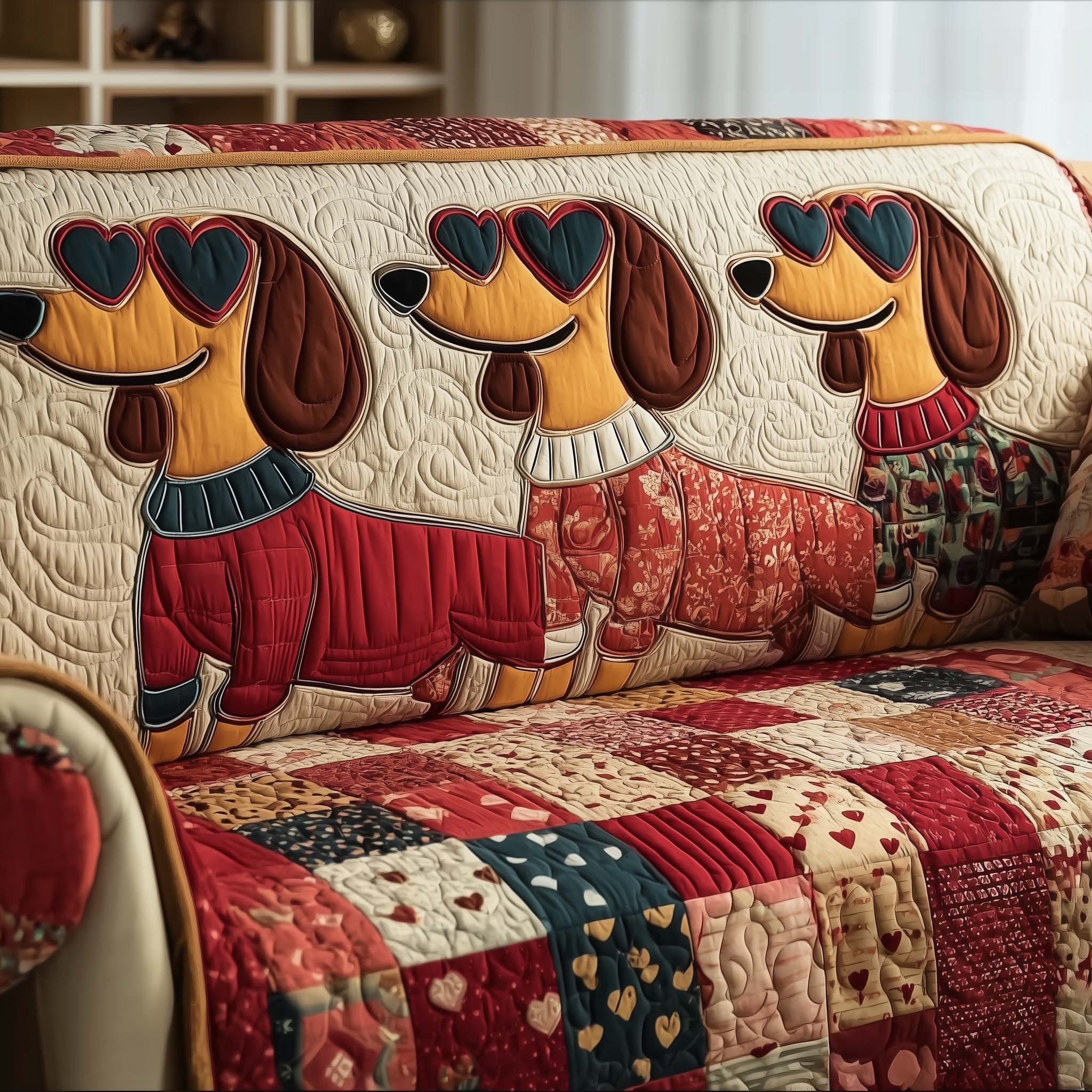 Longboy Love Loop Quilted Sofa Cover Romantic Home Couch Cover Gift For New Home - Tradiviet
