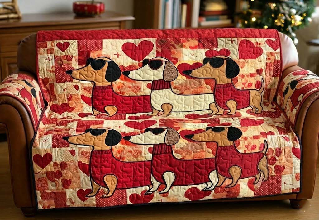 Longboy Love Loop Quilted Sofa Cover Romantic Home Couch Cover Gifts For New Homes - Tradiviet