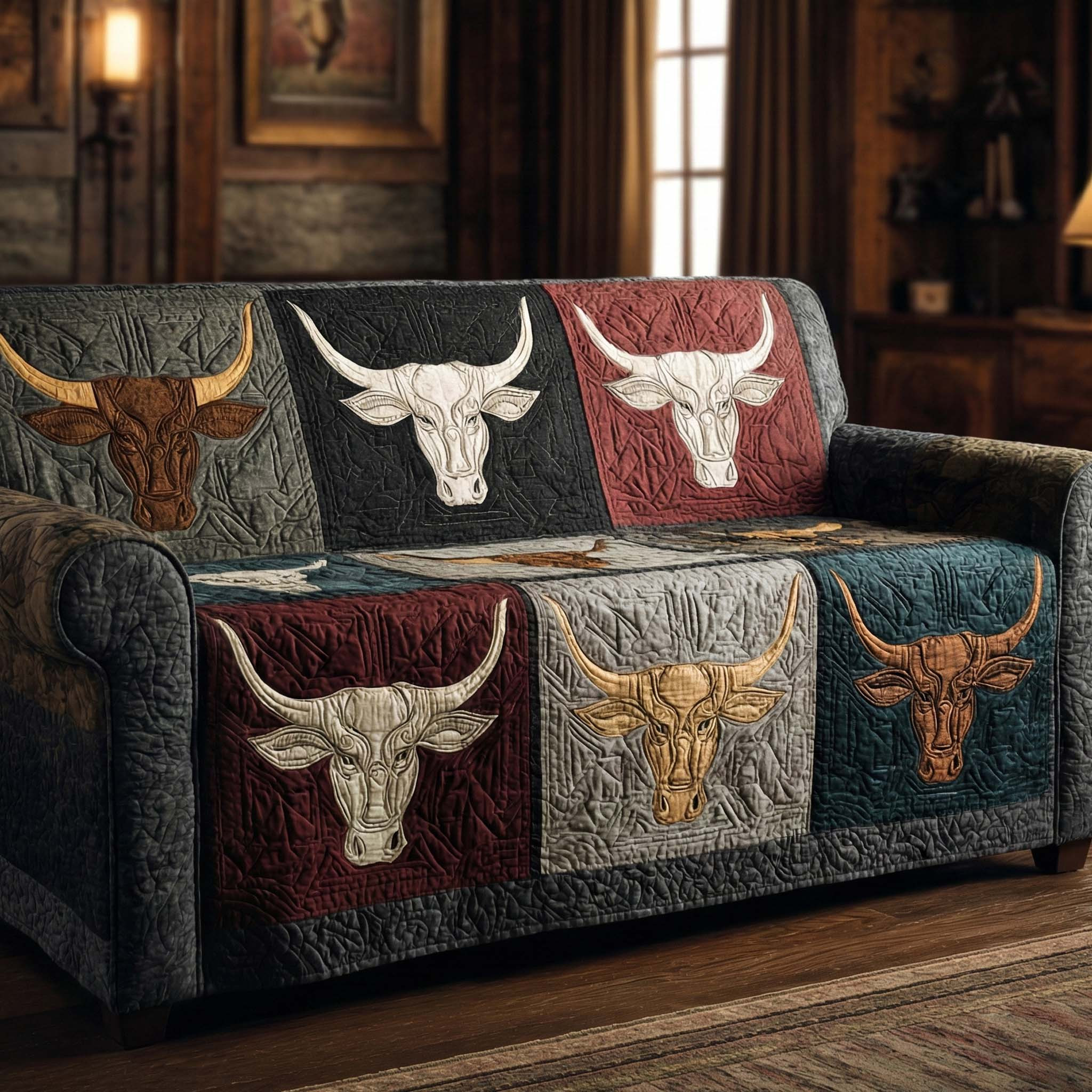 Longhorn Legacy Quilted Sofa Cover Best Slip Cover Sofa Texas Gifts For Her - Tradiviet