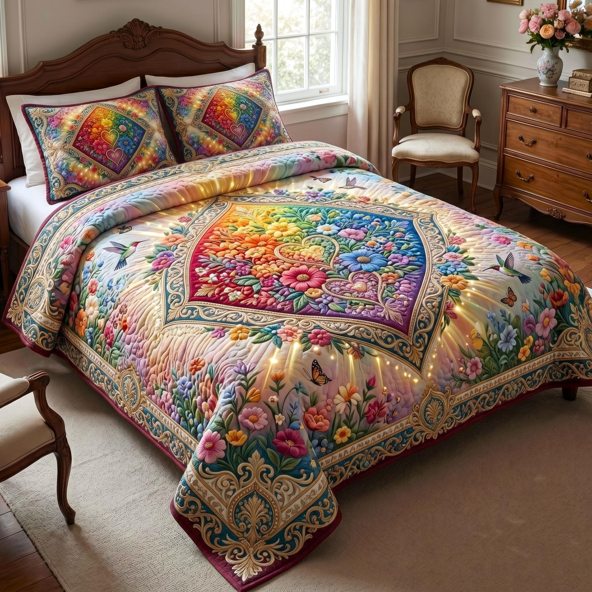 Love is Pride Quilted Bedding Set Love Pride Calm Gift For Love - Tradiviet