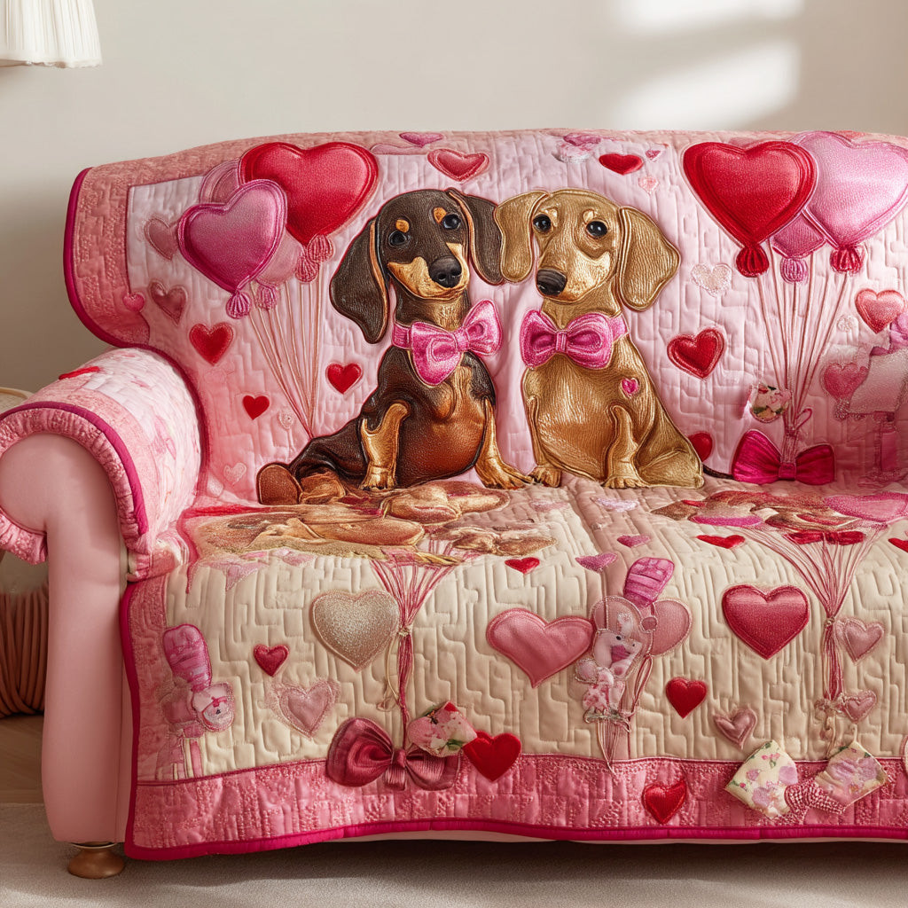 Love Long Dog Quilted Sofa Cover Home Decor Best Presents For Dog Owners - Tradiviet
