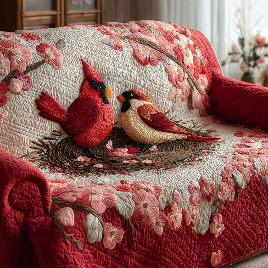 Lovebirds Nest Quilted Sofa Cover Furniture Covers For Sofas Red Cardinal Gifts Ideas - Tradiviet