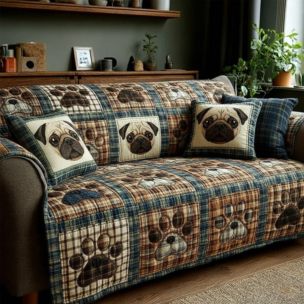 Lovely Paws Quilted Sofa Cover Pet Home Couch Cover Gift For Paw Fan - Tradiviet