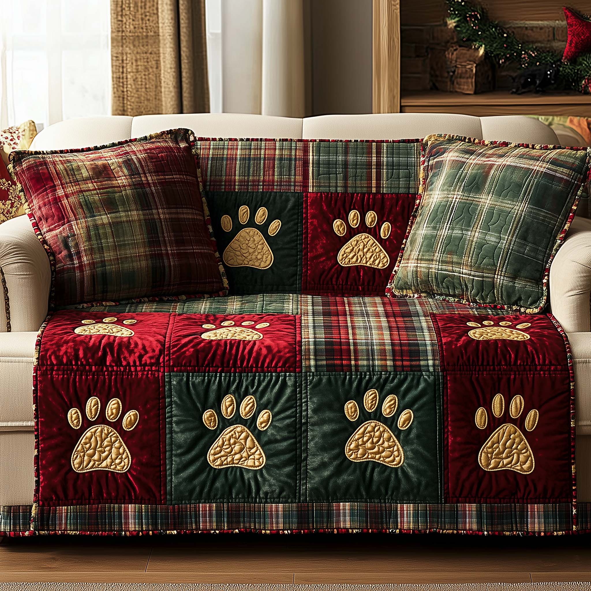 Lovely Paws Quilted Sofa Cover Pet Home Couch Cover Great Paw Lover Finds - Tradiviet - Image 2