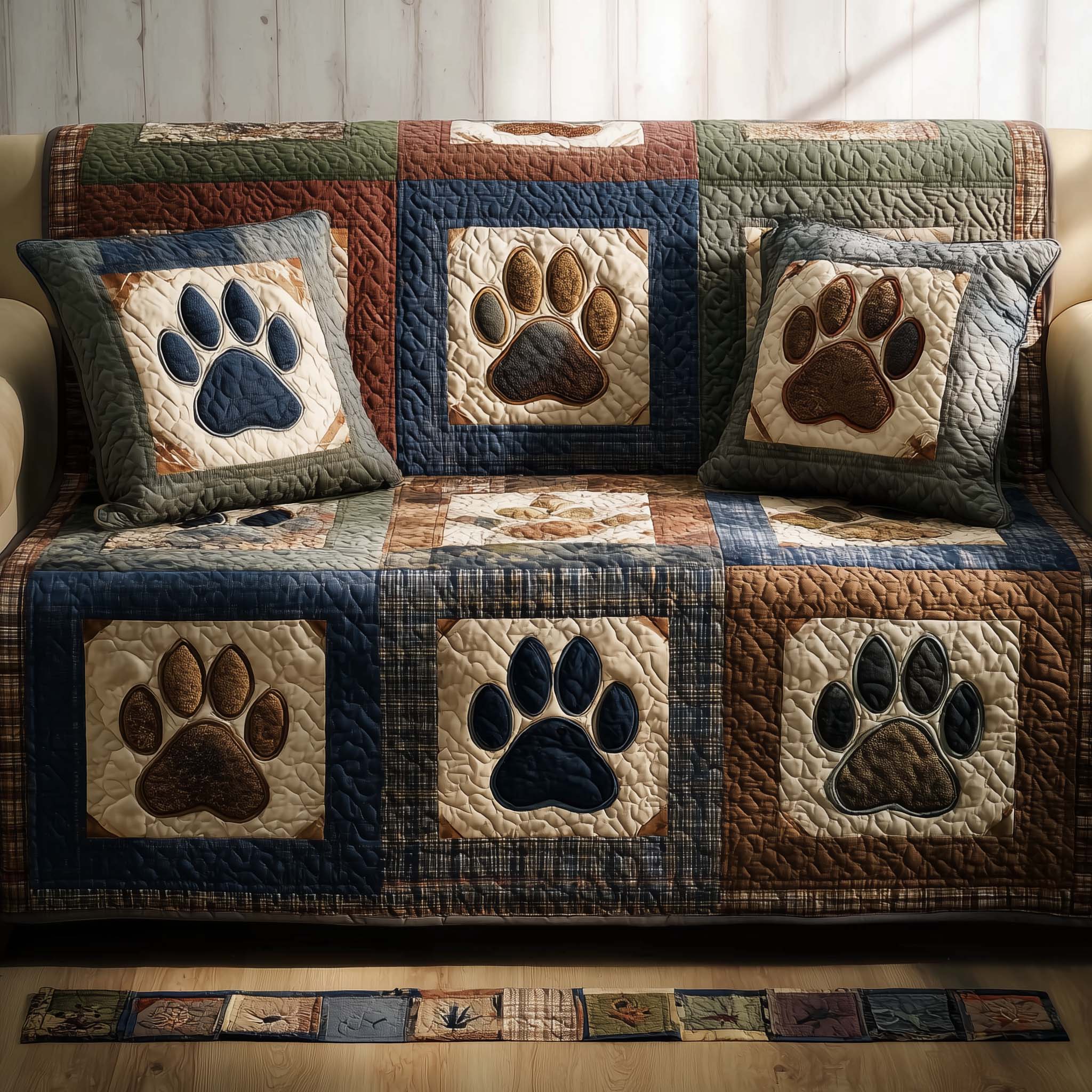 Lovely Paws Quilted Sofa Cover Pet Home Couch Cover Pet Parent Gift Ideas - Tradiviet