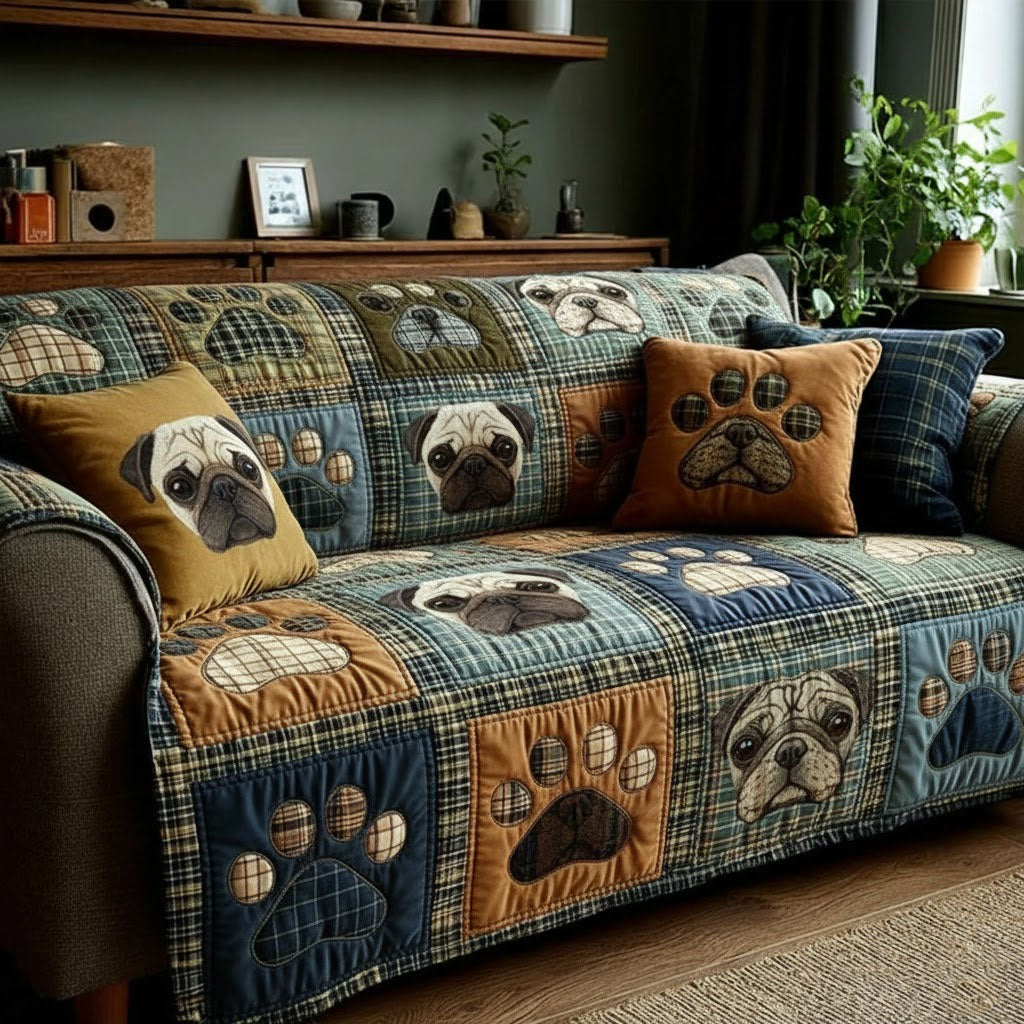 Lovely Paws Quilted Sofa Cover Pet Home Couch Cover Present For Pet Lover - Tradiviet - Image 2