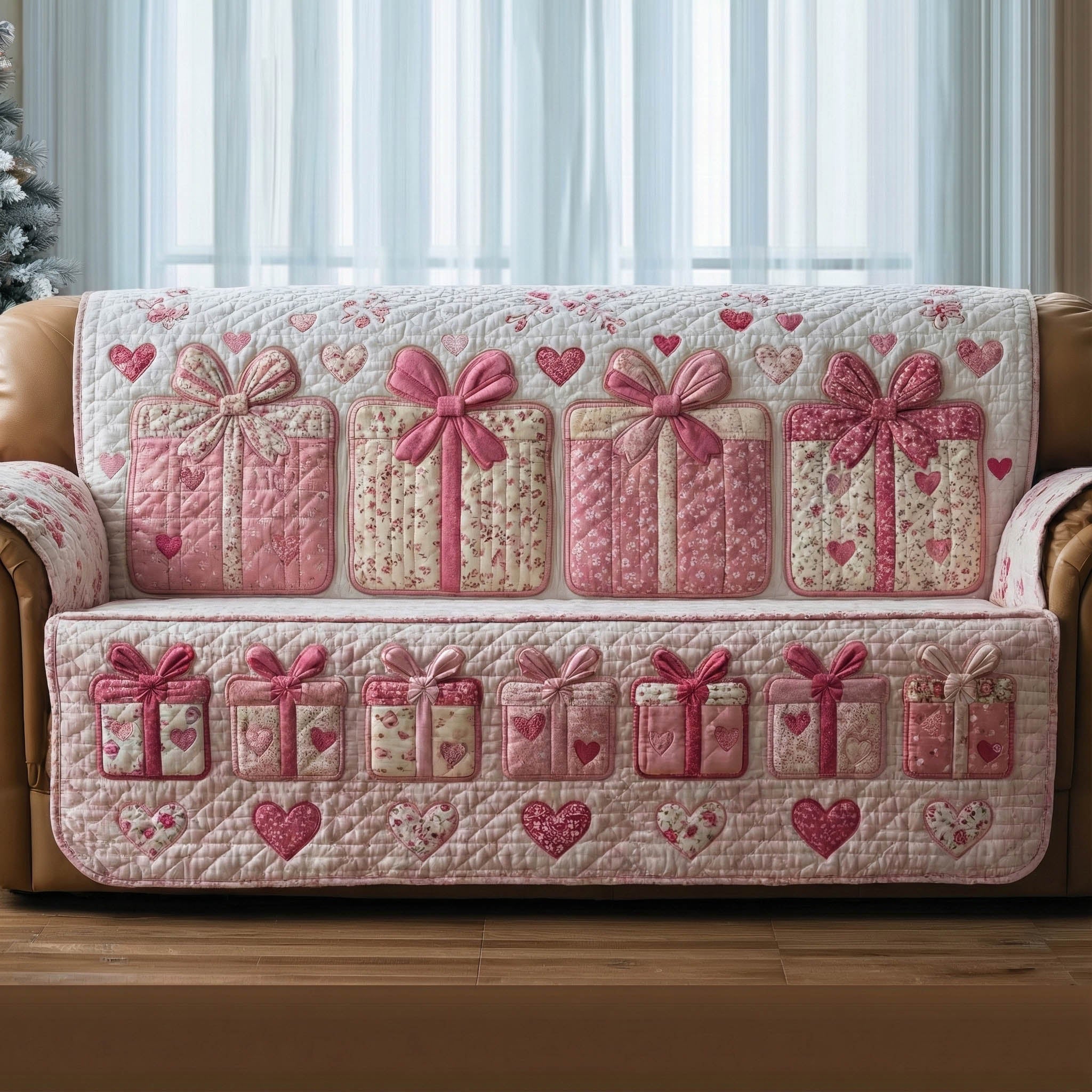 Loving Gifts Quilted Sofa Cover Christmas Home Couch Cover Present For Home Lovers - Tradiviet
