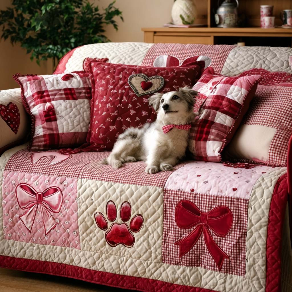 Loving Pawprints Quilted Sofa Cover Sofa Couch Cover Great Gifts For Dog Lovers - Tradiviet