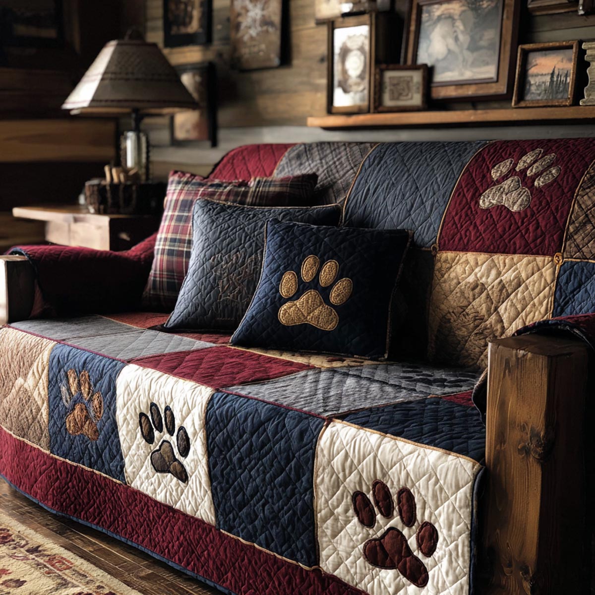Loving Paws Quilted Sofa Cover Warm Home Room Decor Gifts For Living Rooms - Tradiviet
