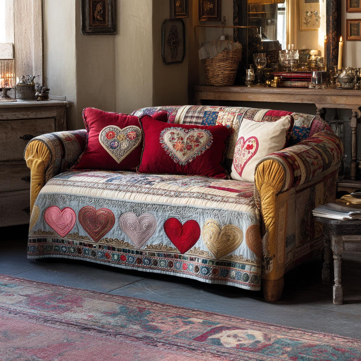 Loving Steps Quilted Sofa Cover Cool Couch Covers Valentine Day Present Ideas - Tradiviet