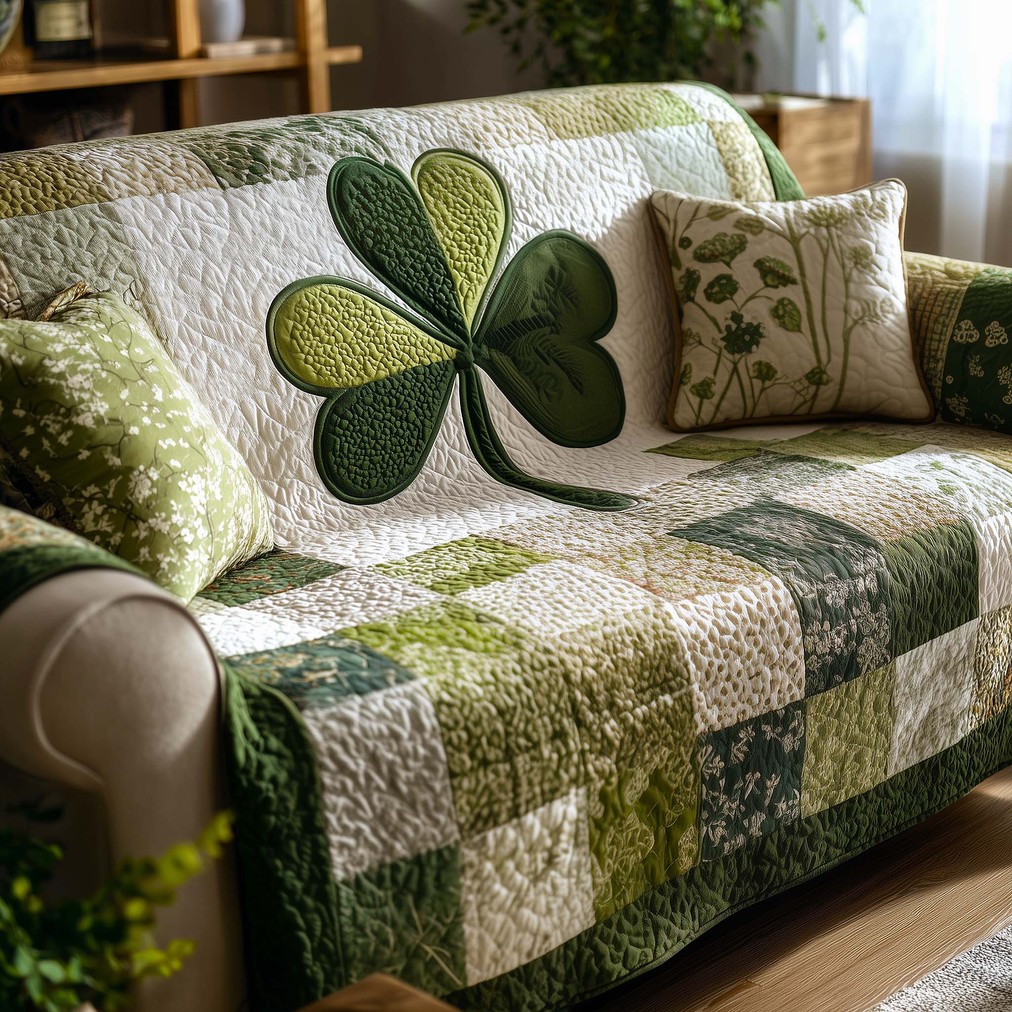 Lucky Charm Quilted Sofa Cover Irish Home Couch Cover Gift For Home Decor - Tradiviet - Image 2