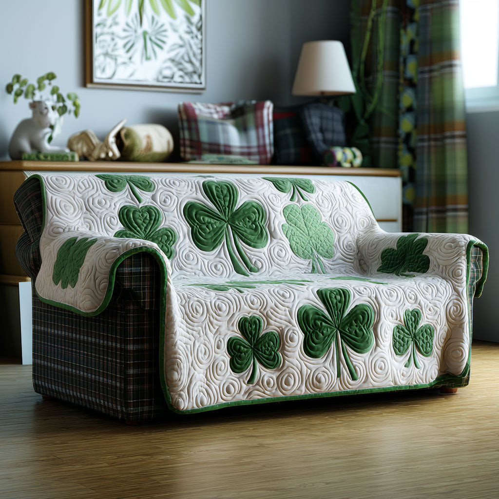 Lucky Home Quilted Sofa Cover Couch Cover Sofa Gifts For St Patricks Day Birthday - Tradiviet