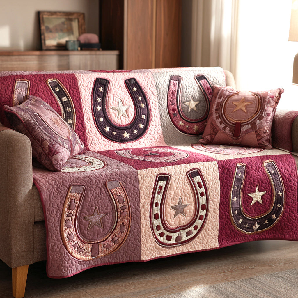 Lucky Horseshoe Quilted Sofa Cover Couch Cushion Covers Cool Gifts For Cowboys - Tradiviet