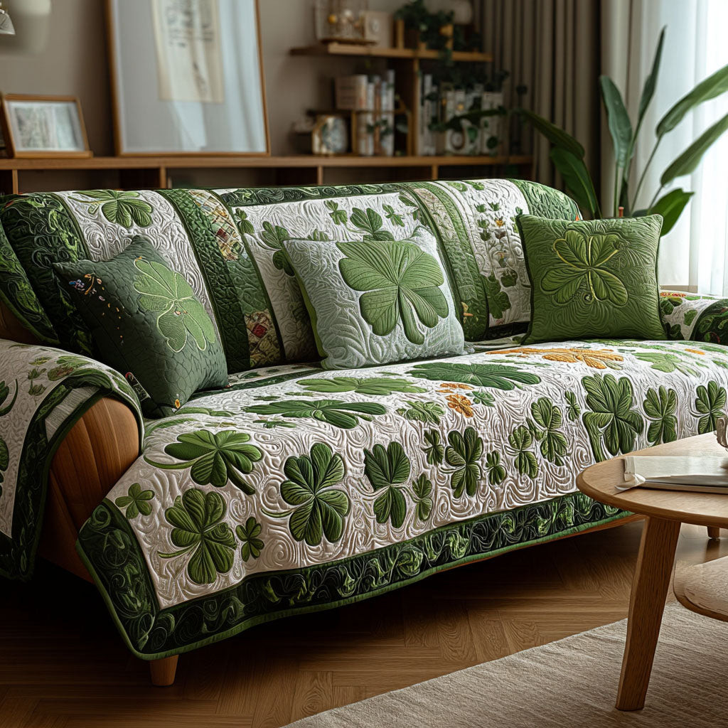 Lucky Weave Quilted Sofa Cover Great Couch Covers Presents For St Patrick's Day - Tradiviet
