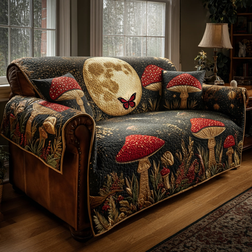 Lunar Mushroom Quilted Sofa Cover Unique Room Decor Interior Design Gift Ideas - Tradiviet