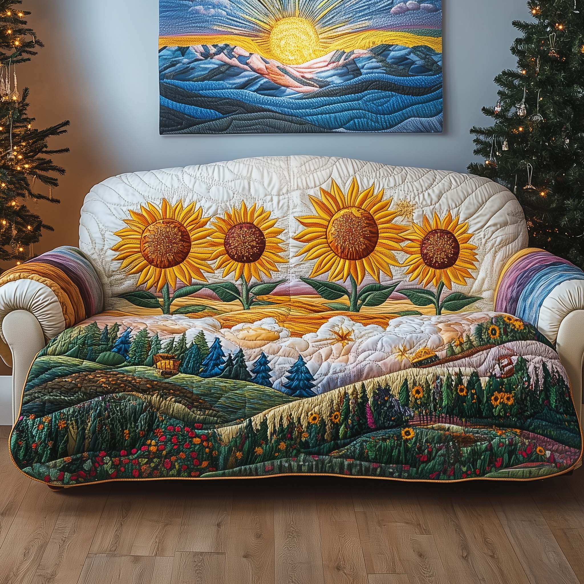 Magical Serenity Quilted Sofa Cover Whimsical Home Couch Cover Cozy Home Decor Gifts - Tradiviet