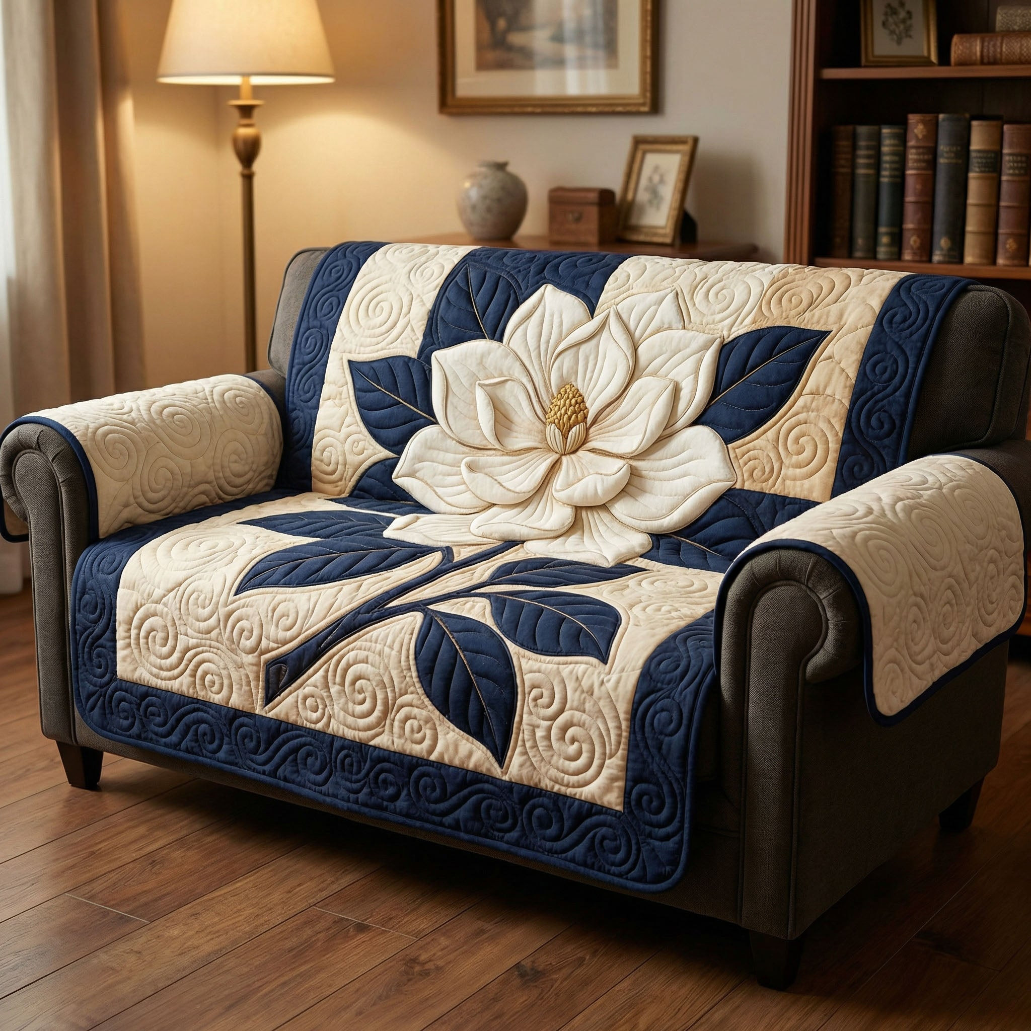 Magnolia Calm Quilted Sofa Cover Sofa Furniture Slip Covers Thoughtful Mother's Day Gifts - Tradiviet