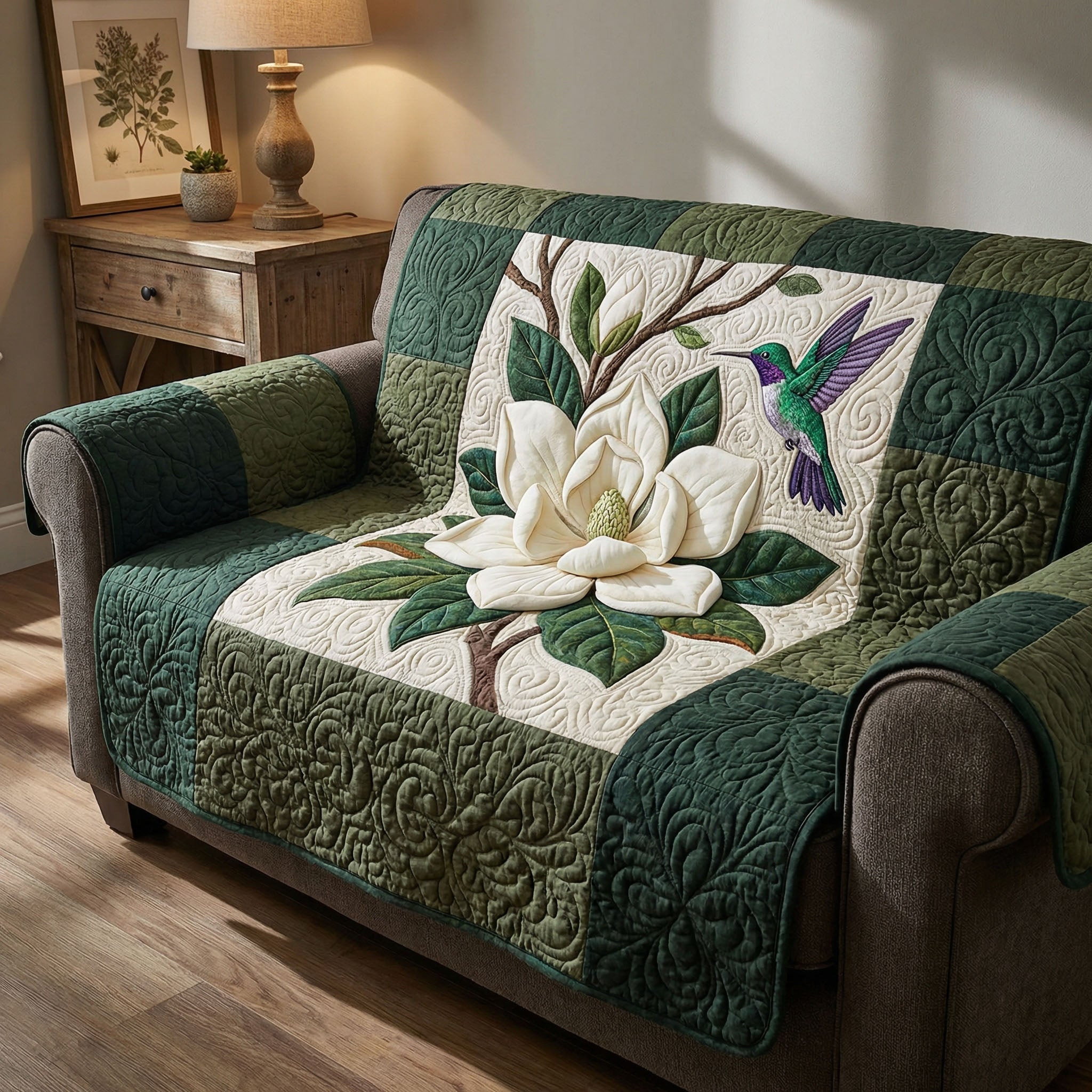 Magnolia Touch Quilted Sofa Cover Beautiful Sofa Covers Gifts For Mom From Daughter - Tradiviet