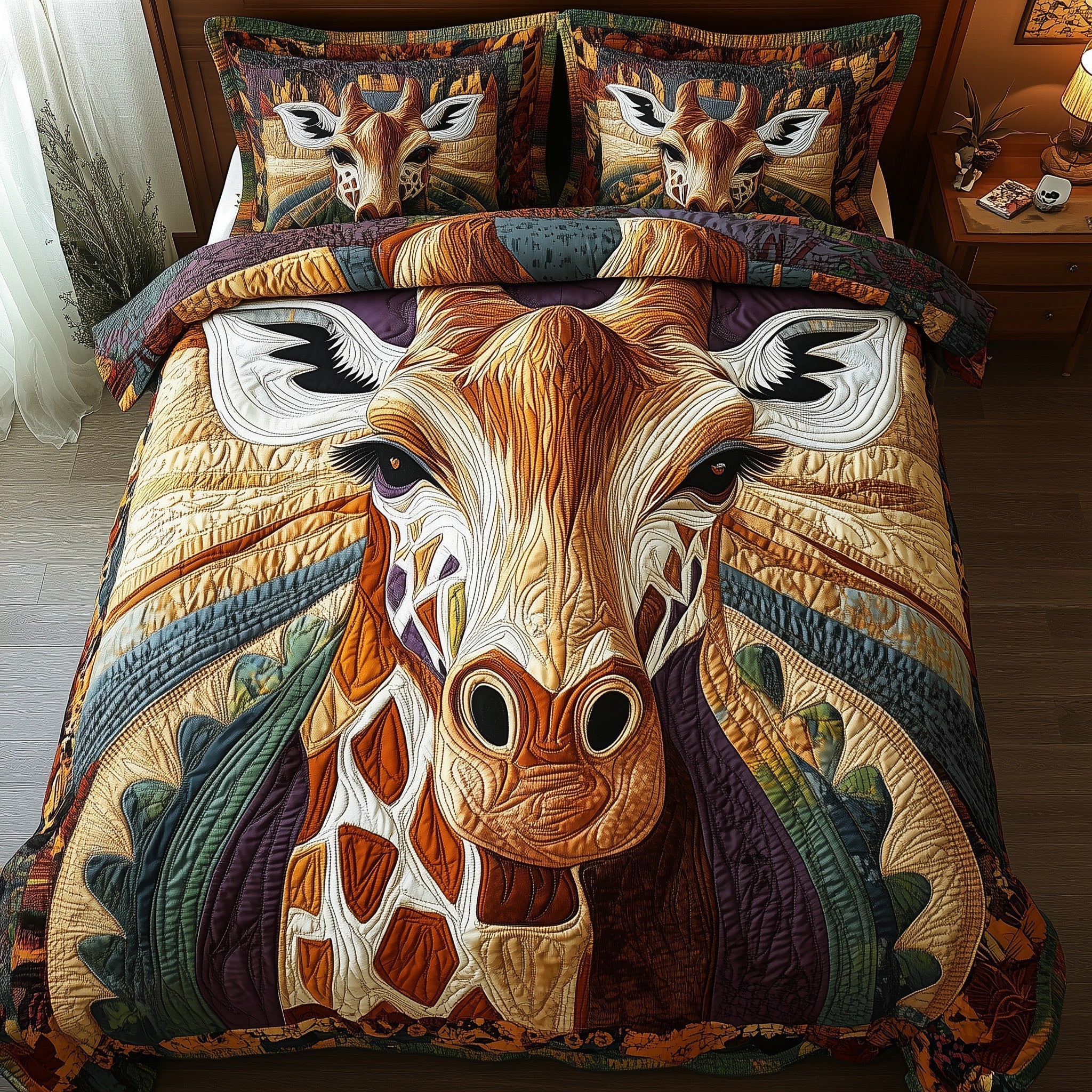 Majestic Giraffe Quilted Bedding Set Majestic Giraffe Theme Gift For Majestic Giraffe - Tradiviet