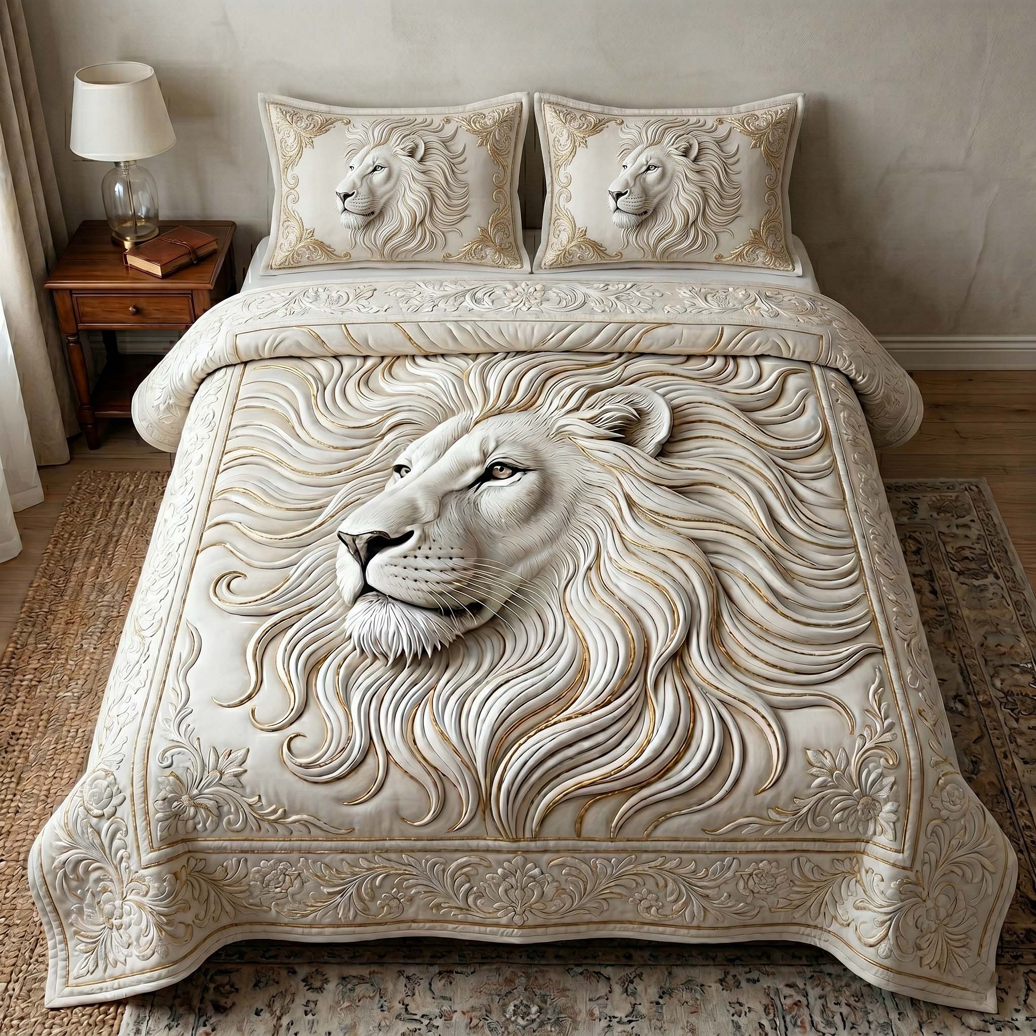 Majestic Lion Quilted Bedding Set Majestic Lion Heritage Gift For Lion Mom - Tradiviet