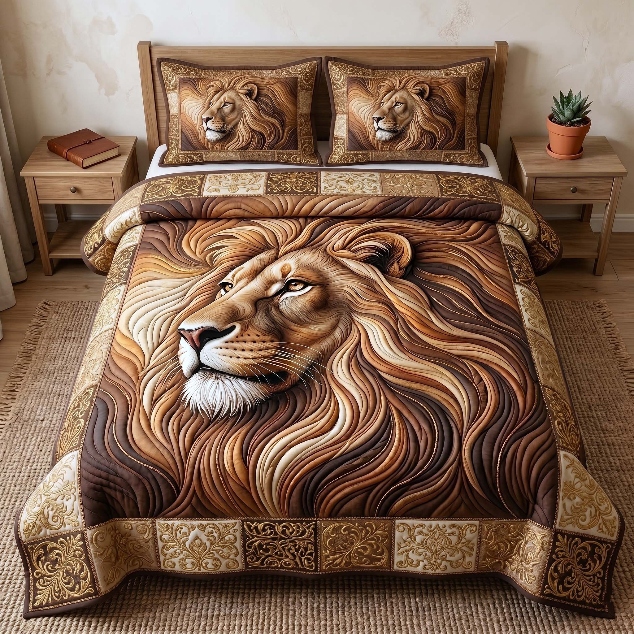 Majestic Lion Quilted Bedding Set Majestic Lion Tapestry Gift For Majestic Wife - Tradiviet