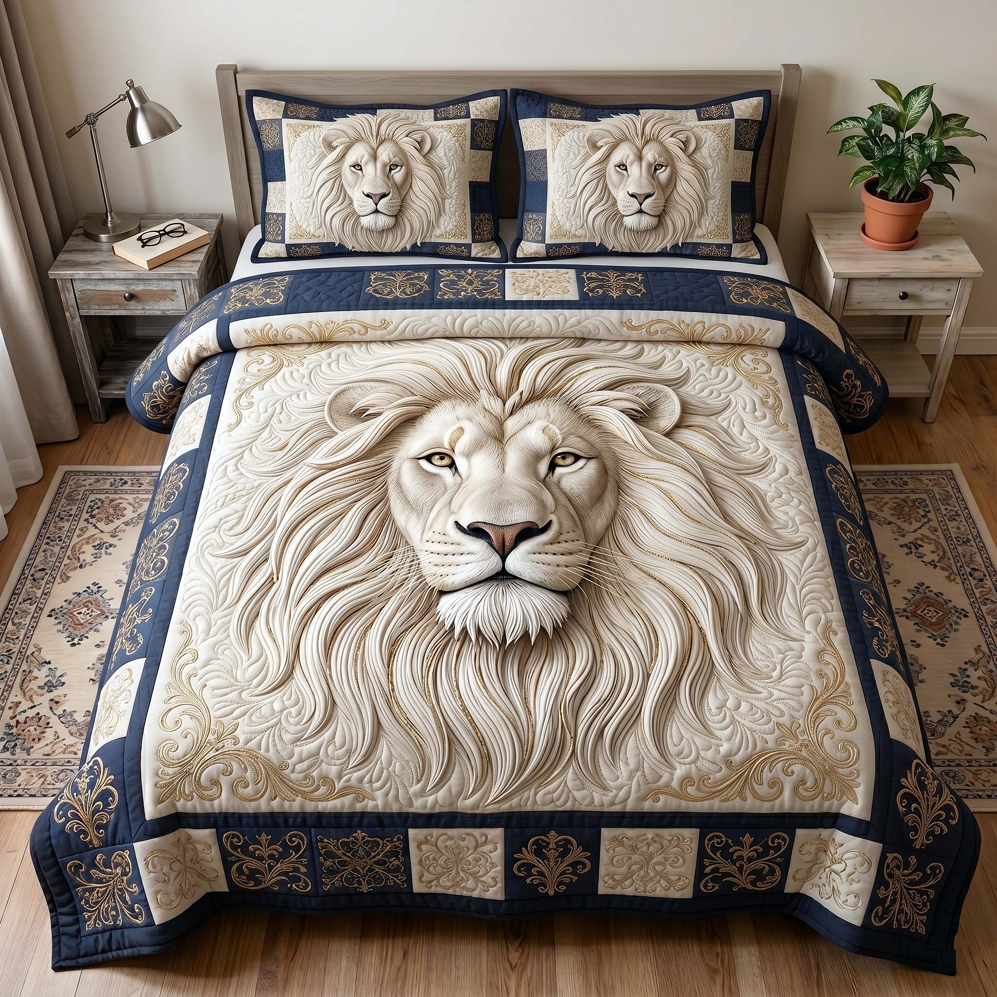 Majestic Lion Quilted Bedding Set Majestic Lion Wonder Gift For Majestic Mom - Tradiviet