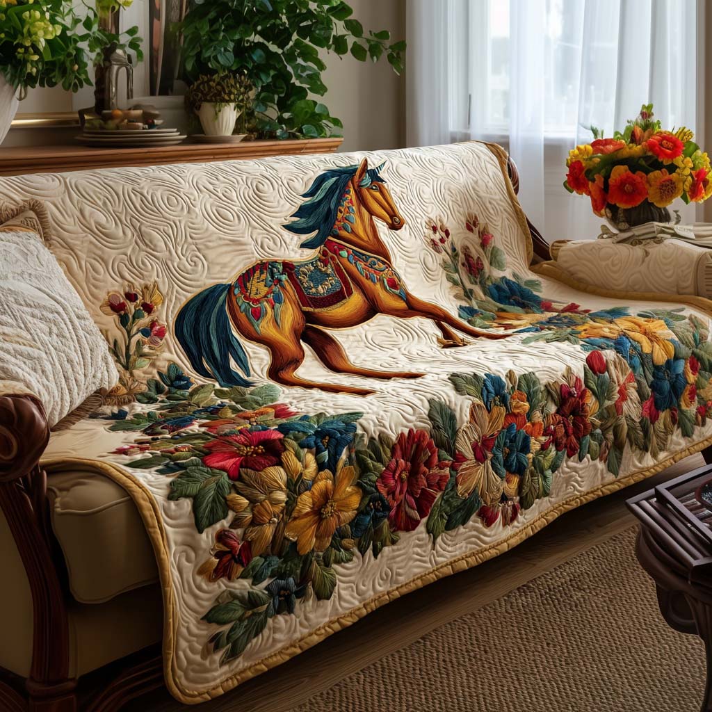 Majestic Mare Quilted Sofa Cover Cool Sofa Slipcovers Gift Ideas For Horse Lovers - Tradiviet