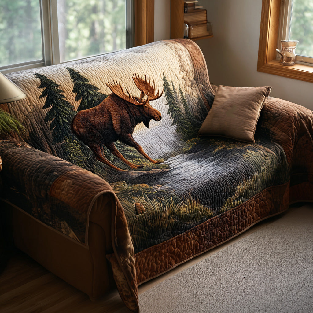Majestic Moose Quilted Sofa Cover Simple Home Room Decor Home Gifts For Him - Tradiviet