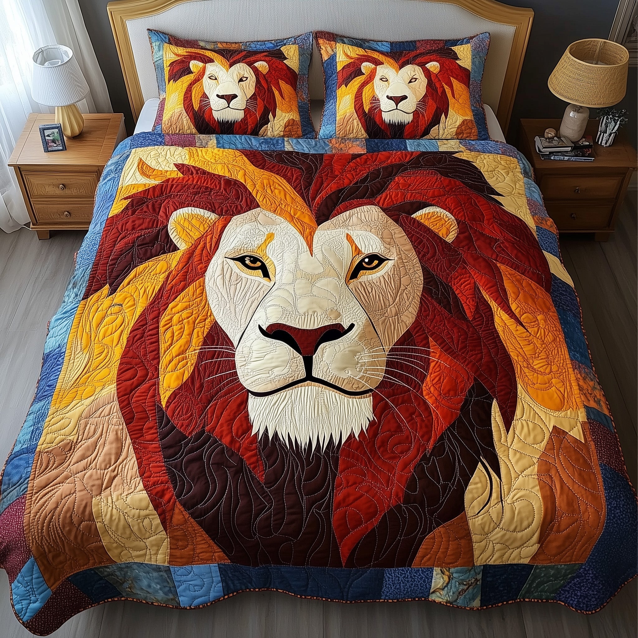 Majesty Lion Quilted Bedding Set Majesty Lion Homeware Gift For Majesty Lion - Tradiviet