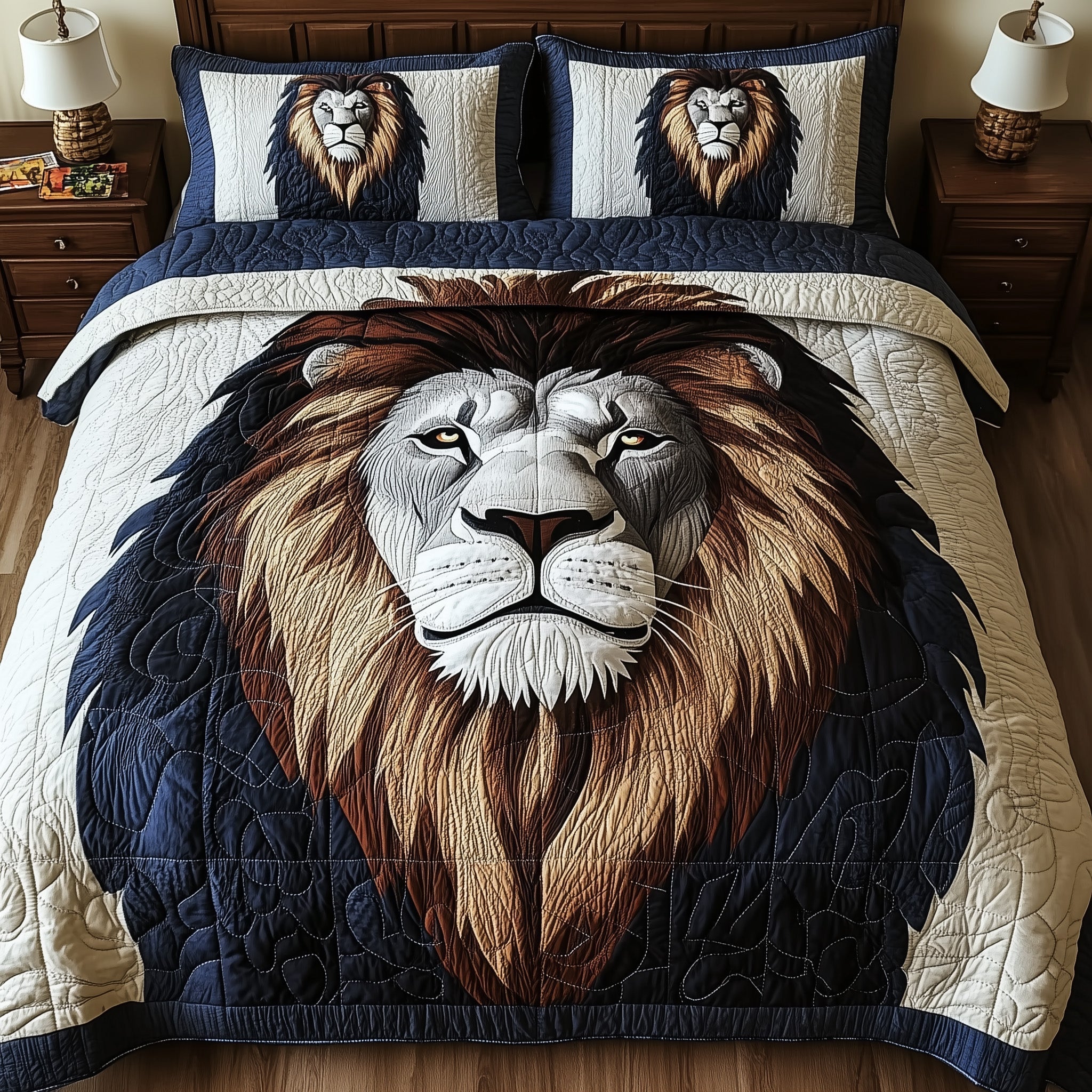 Majesty Lion Quilted Bedding Set Majesty Lion Pride Gift For Majesty - Tradiviet