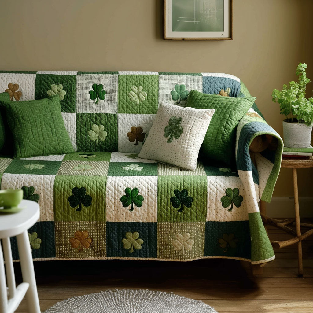 March Magic Quilted Sofa Cover Sofa Furniture Slip Covers St Patricks Day Gift Ideas - Tradiviet