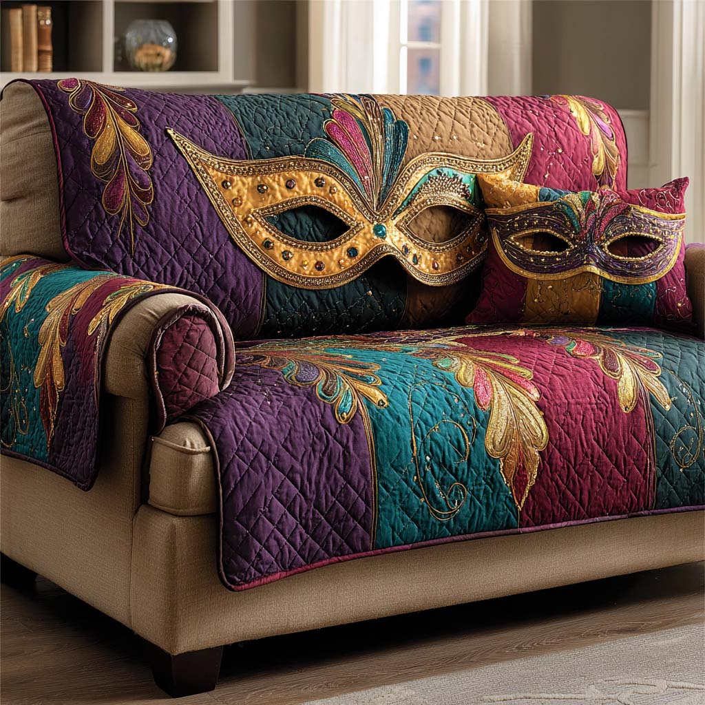 Mardi Gras Carnival Quilted Sofa Cover Simple Room Decor Gift For Home Decorators - Tradiviet