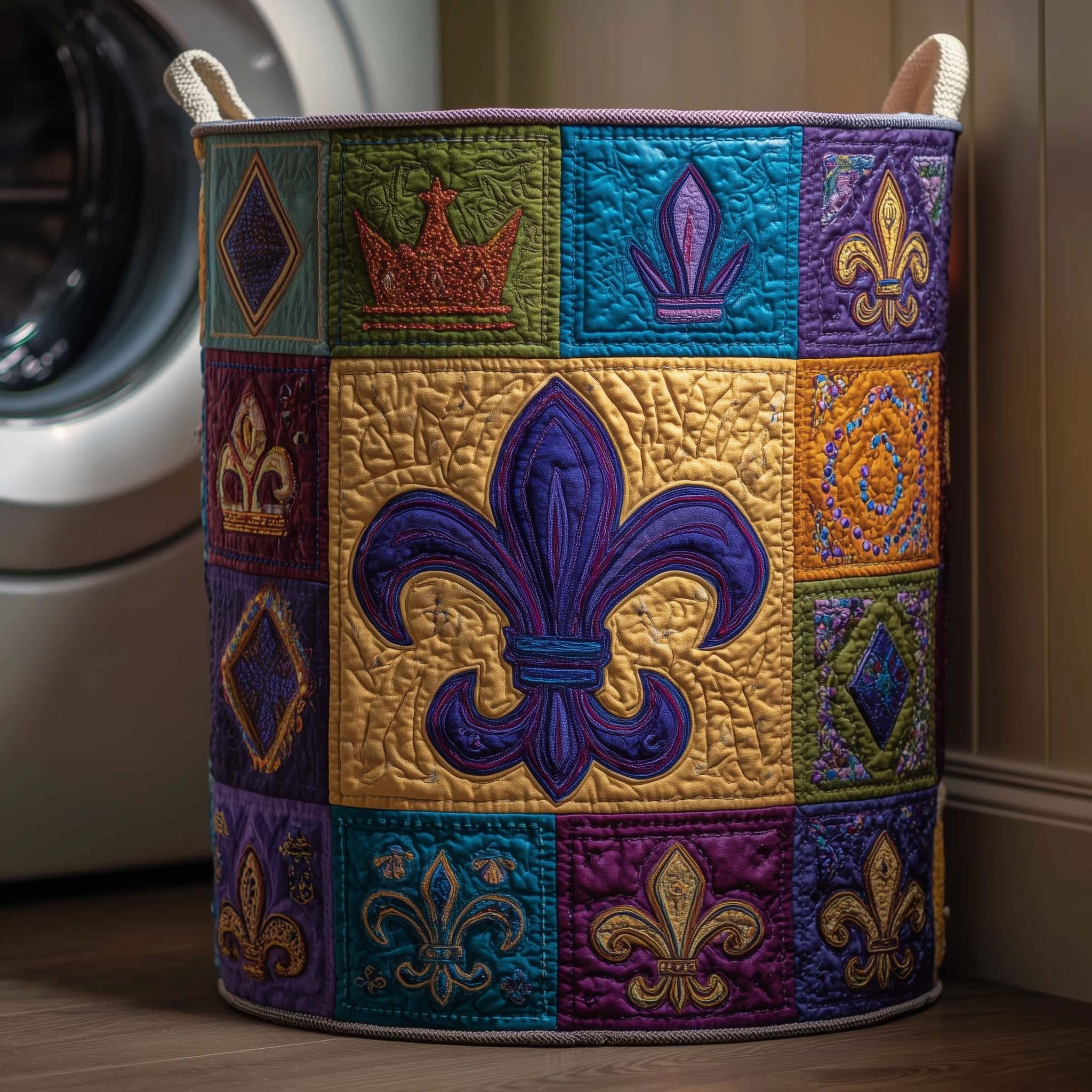 Mardi Gras Fleur De Lis Quilted Laundry Basket Best Laundry Basket Mardi Gras Gifts Ideas - Tradiviet
