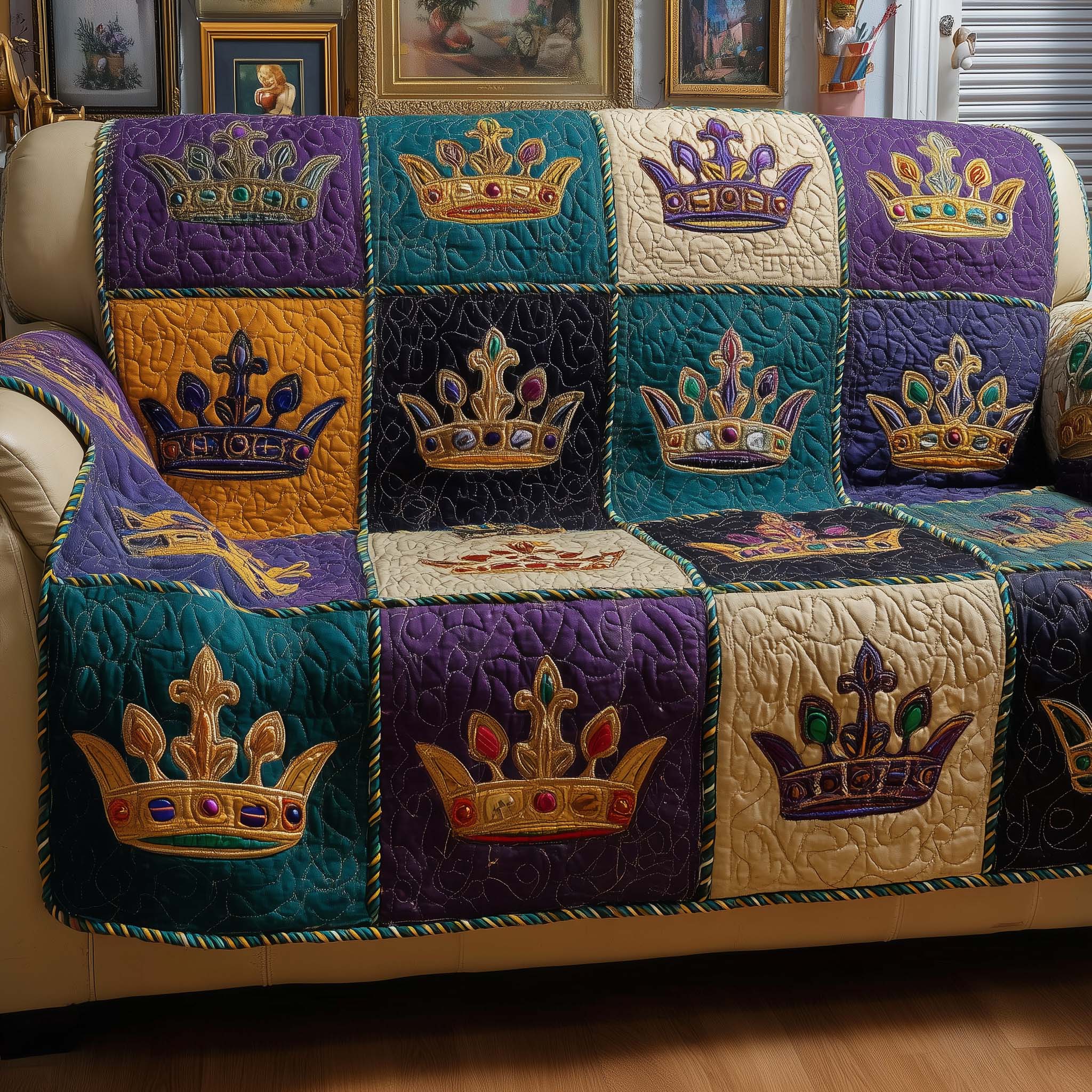 Mardi Gras Quilted Sofa Cover Mardi Gras Couch Cover Home Lover Gift Ideas - Tradiviet