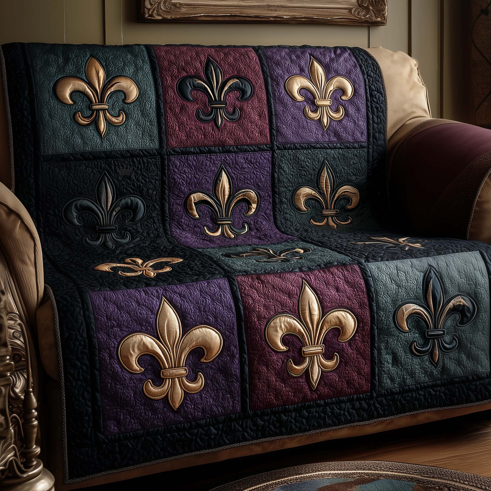 Mardi Gras Quilted Sofa Cover Mardi Gras Couch Cover Present For Home Lovers - Tradiviet