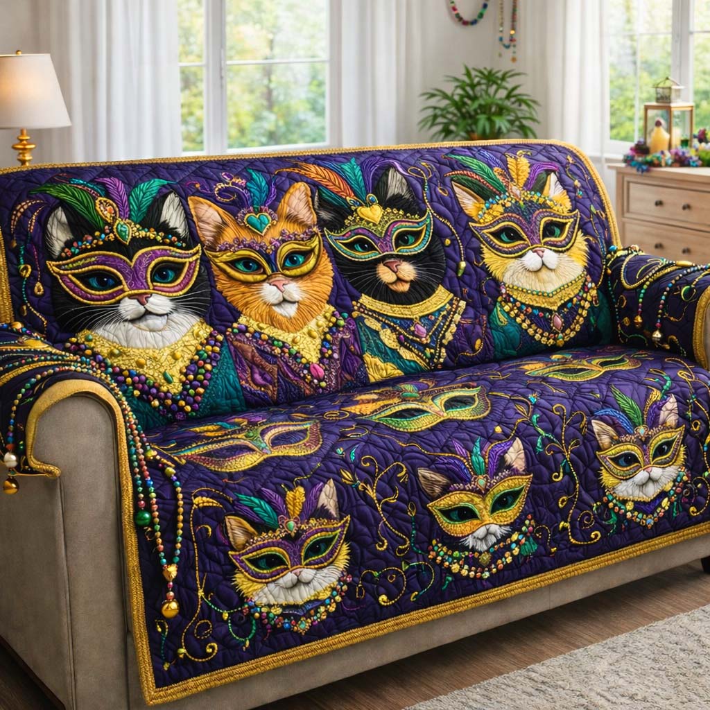 Mardi Gras Quilted Sofa Cover Mardi Gras Couch Cover Unique Home Decor Finds - Tradiviet