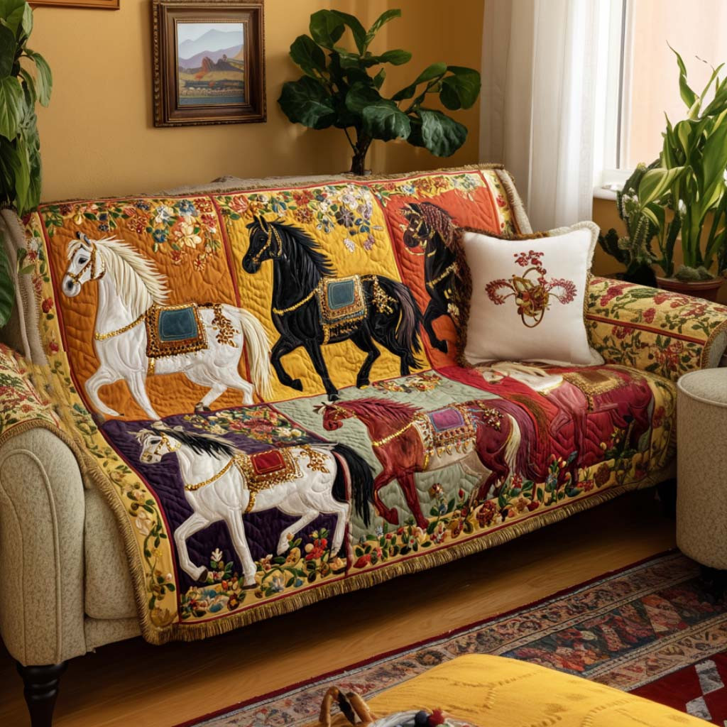 Mare in Bloom Quilted Sofa Cover Sofa Saver Covers Gifts For Horse People - Tradiviet