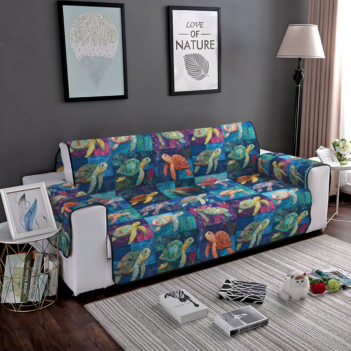 Marine Mosaic Quilted Sofa Cover Trendy Home Style Room Gift For Him - Tradiviet