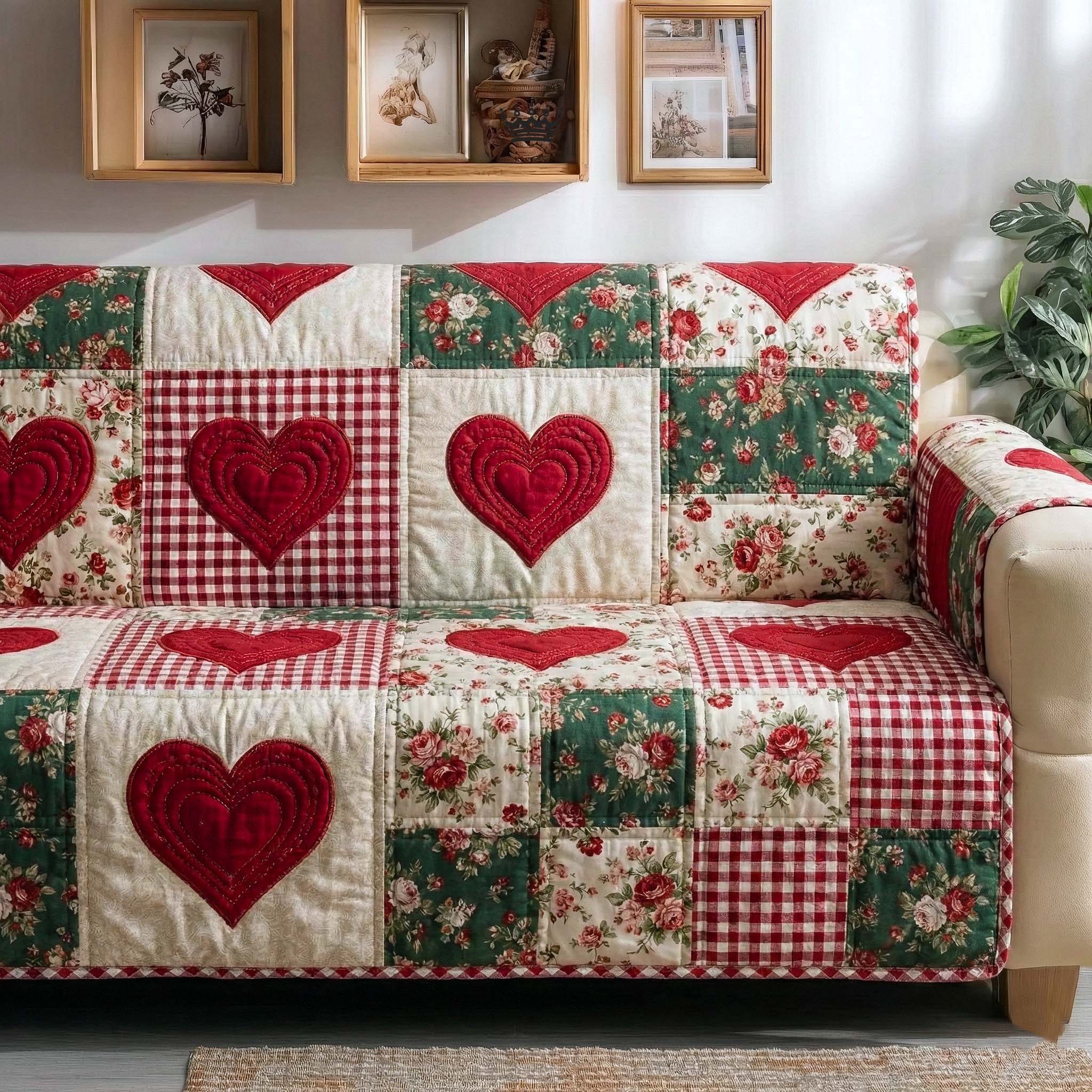 Meadow Amour Quilted Sofa Cover Romantic Home Couch Cover Best Housewarming Gift Ideas - Tradiviet