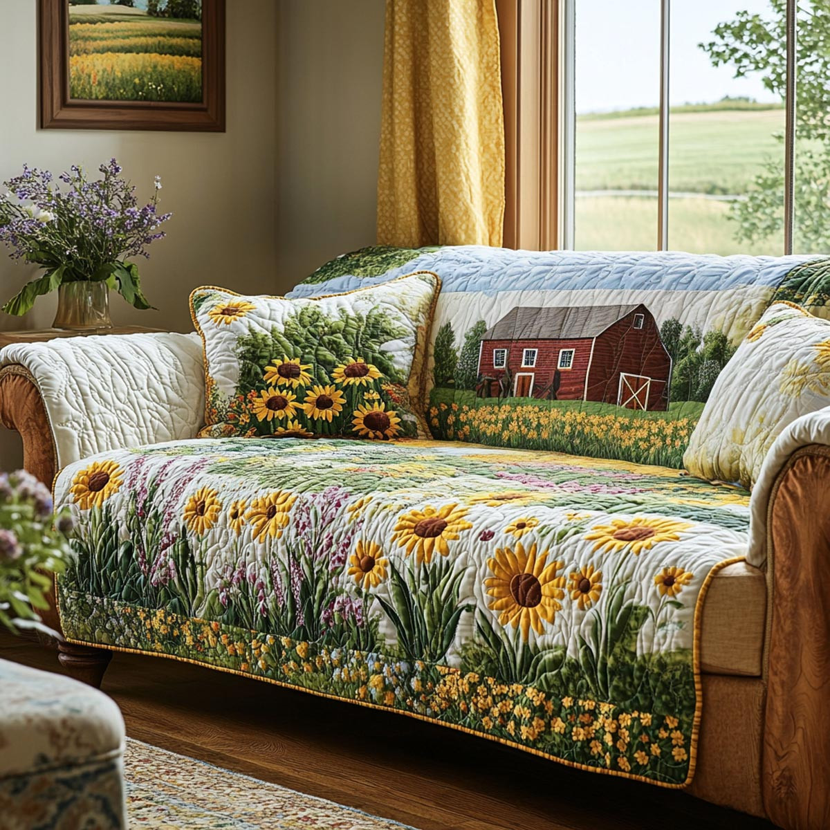Meadow Barn Quilted Sofa Cover Couch Cover Christmas Present For Farmer - Tradiviet