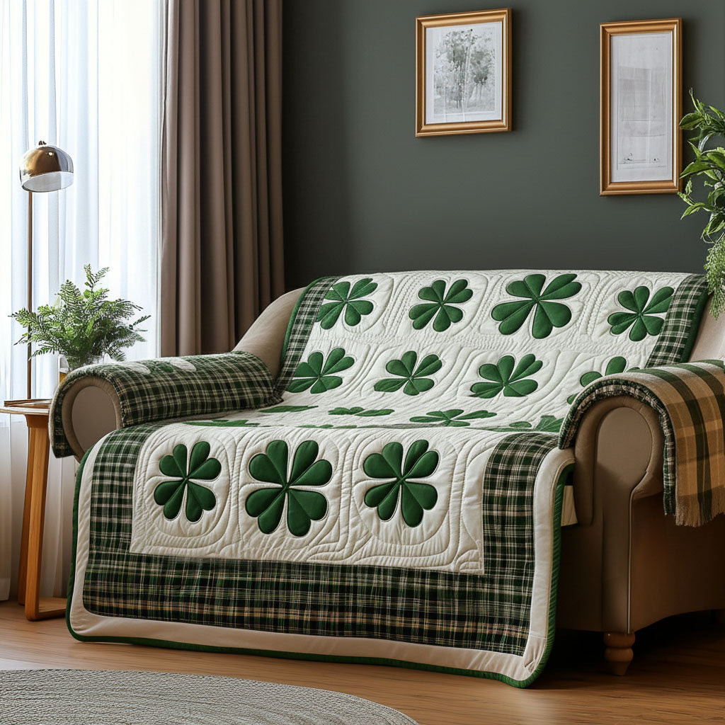 Meadow Luck Quilted Sofa Cover Furniture Couch Covers Cute Ideas For St Patrick's Day - Tradiviet