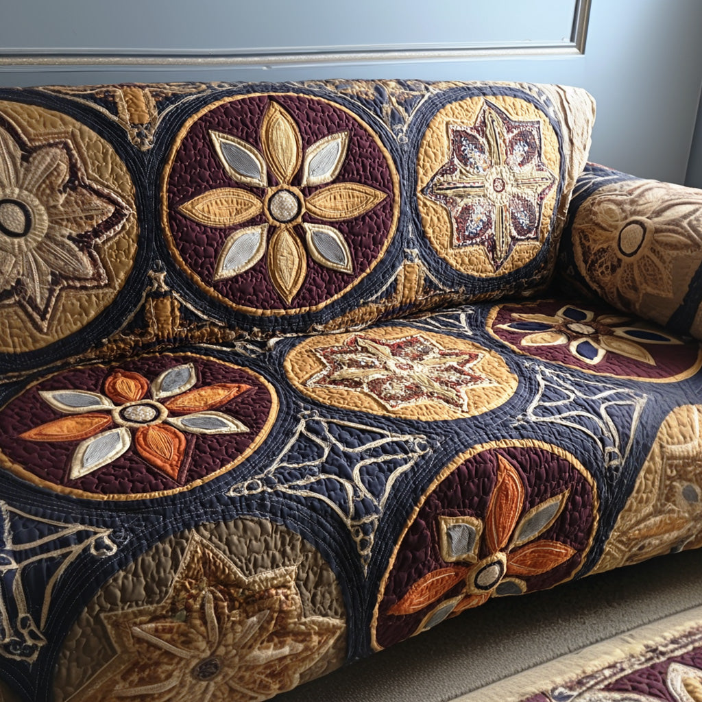 Meadow Petal Ring Quilted Sofa Cover Warm Home Room Decor Interior Design Gift Ideas - Tradiviet