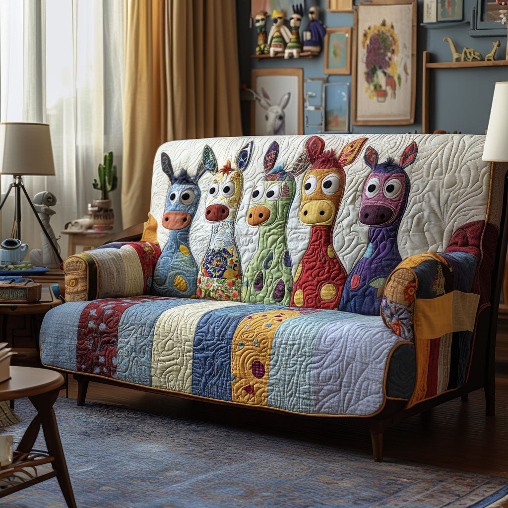 Meadowgate Mule Quilted Sofa Cover Cool Couch Covers Horse Gifts For Women - Tradiviet