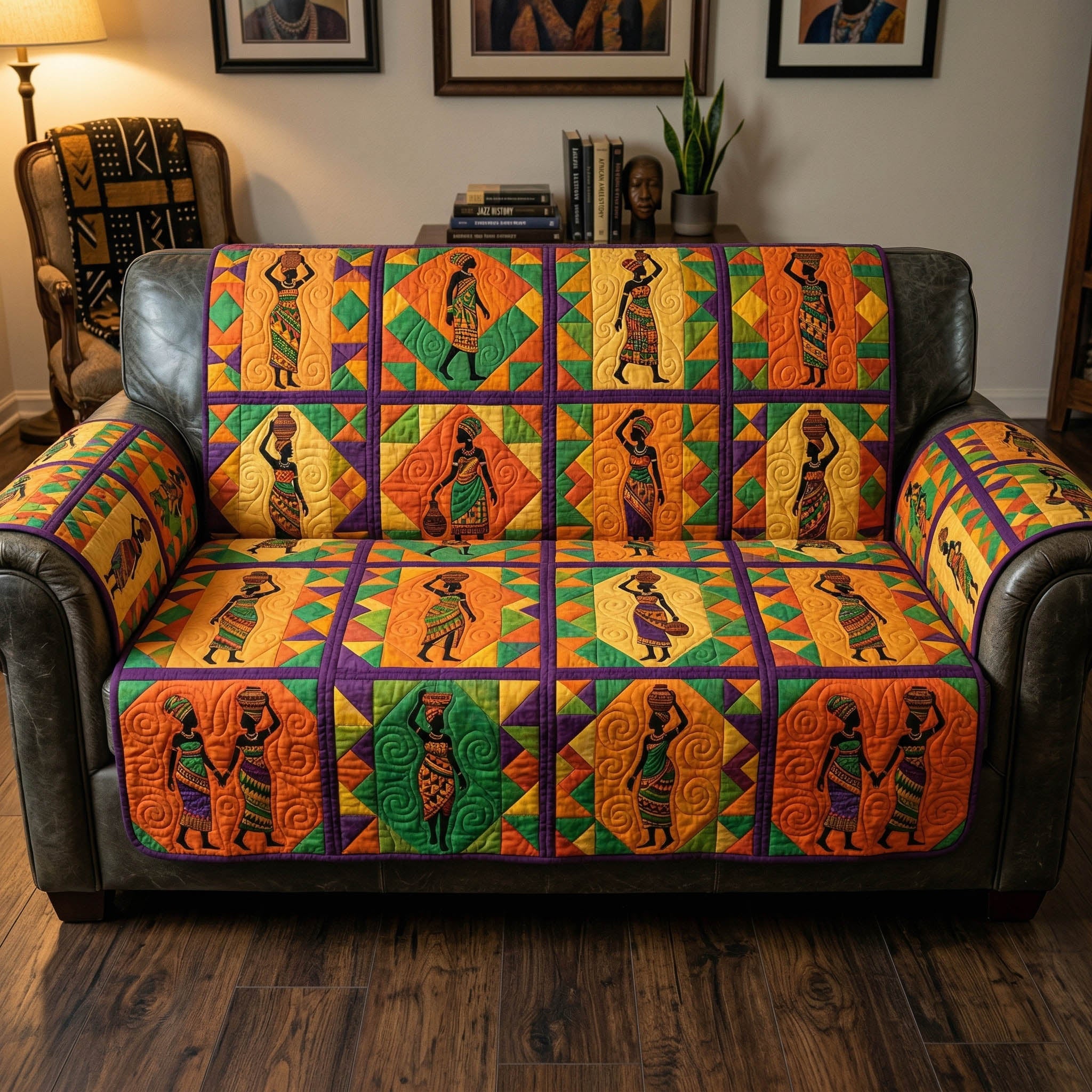 Melanin Grace Quilted Sofa Cover Unique Home Room Decor Top Home Decor Gifts - Tradiviet