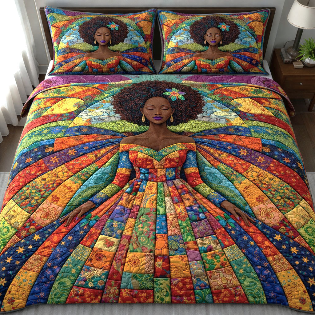Melanin Queen Quilted Bedding Set Melanin Queen Woodland Gift For Melanin Queen - Tradiviet
