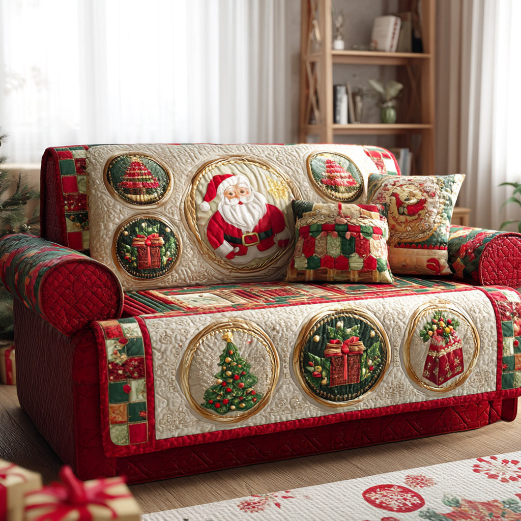 Merry Claus Quilted Sofa Cover Christmas Decor Christmas Gifts For Men - Tradiviet