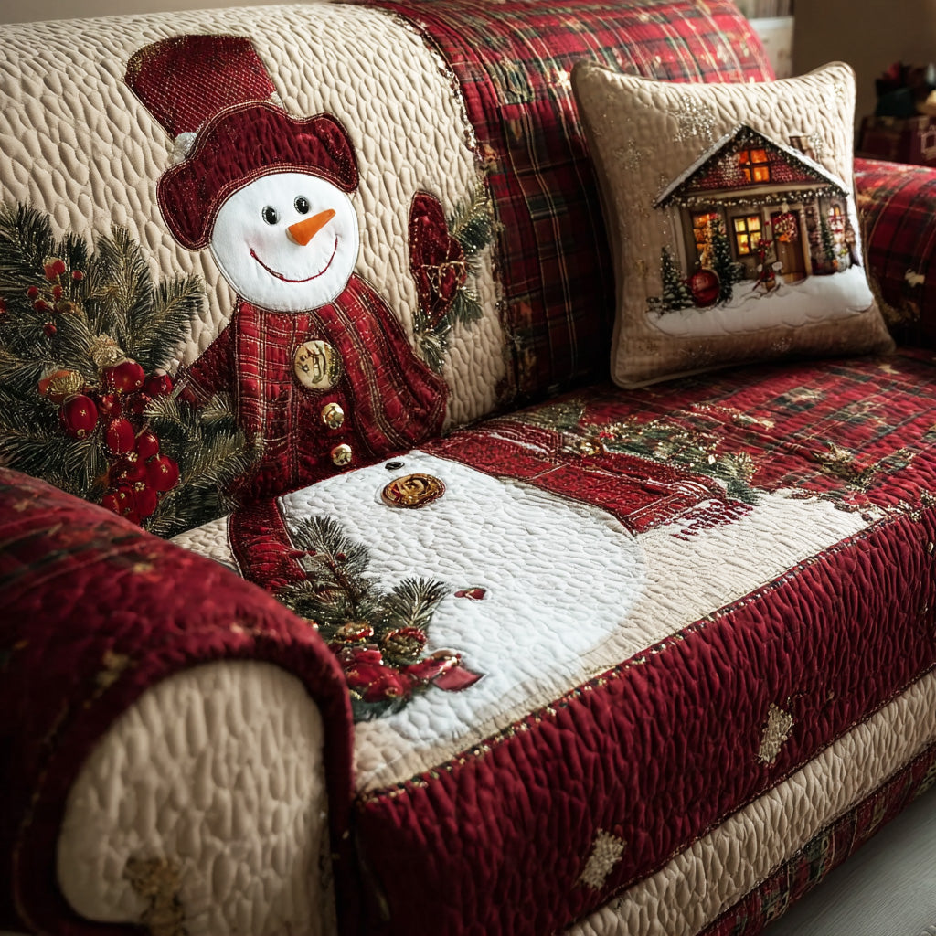 Merry Frost Glow Quilted Sofa Cover Cozy Home Room Decor Unique Home Decor Finds - Tradiviet