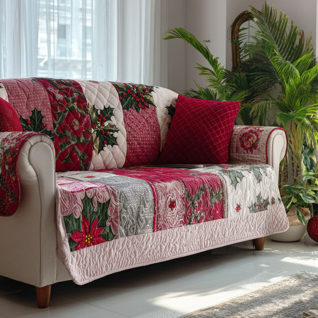 Merry Winter Garden Quilted Sofa Cover Christmas Decor Christmas Ideas For Family - Tradiviet