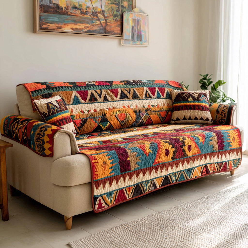 Mesa Colors Quilted Sofa Cover Cozy Home Room Decor Unique Housewarming Gift Ideas - Tradiviet